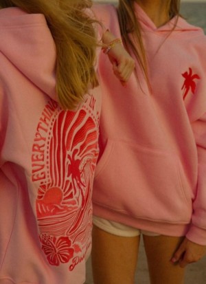 Women Pink Palm Puff Everything Comes Hoodies Pink | US WS282508I3