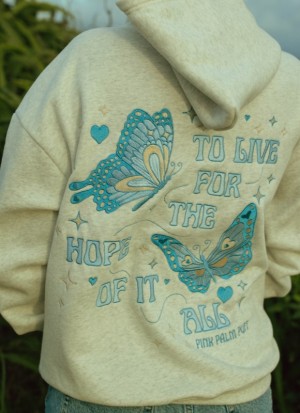 Women Pink Palm Puff To Live For the Hope of it All Hoodie Hoodies Heather White | US LH204270Q1