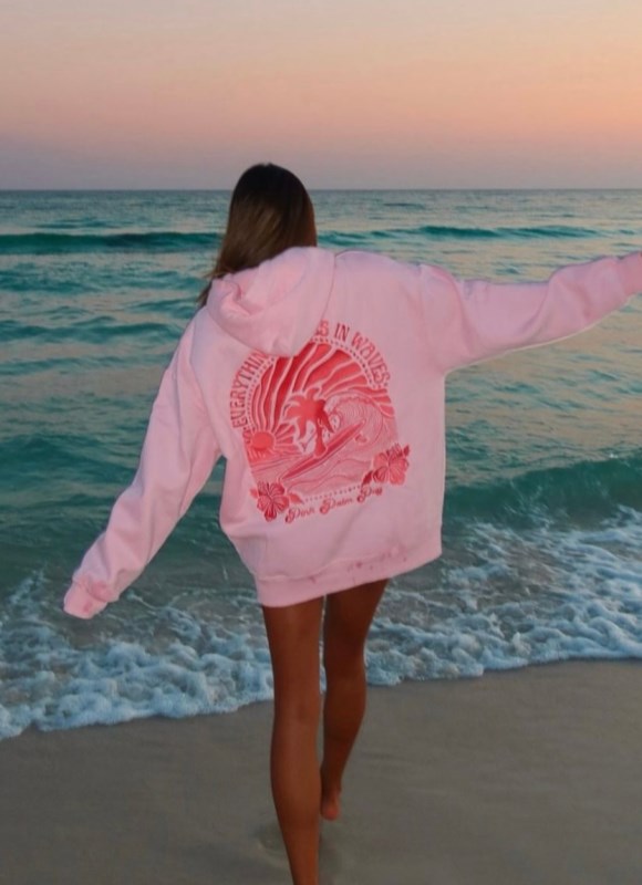 Women Pink Palm Puff Everything Comes Hoodies Pink | US WS282508I3